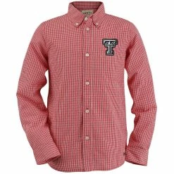 Infant Garb Texas Tech Cole Woven Gingham Button Down