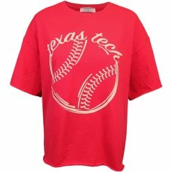 CARDINAL'S TEAM Women's CSC Texas Tech Baseball Raw Edge Top