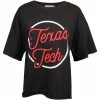 CARDINAL'S TEAM Women's CSC Texas Tech Circle Front Pocket Raw Edge Top -Sports Equipment Sales TT749SSBK22
