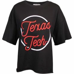 CARDINAL'S TEAM Women's CSC Texas Tech Circle Front Pocket Raw Edge Top