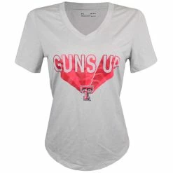 1UND01 Women's Under Armour Texas Tech Guns Up Breezy V-Neck S/S Tee